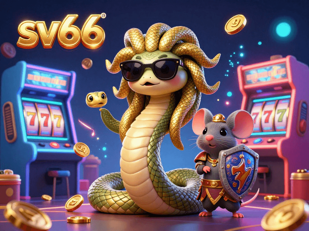Experience winning strategies with sv66 in an engaging 3D casino scene filled with vibrant games.