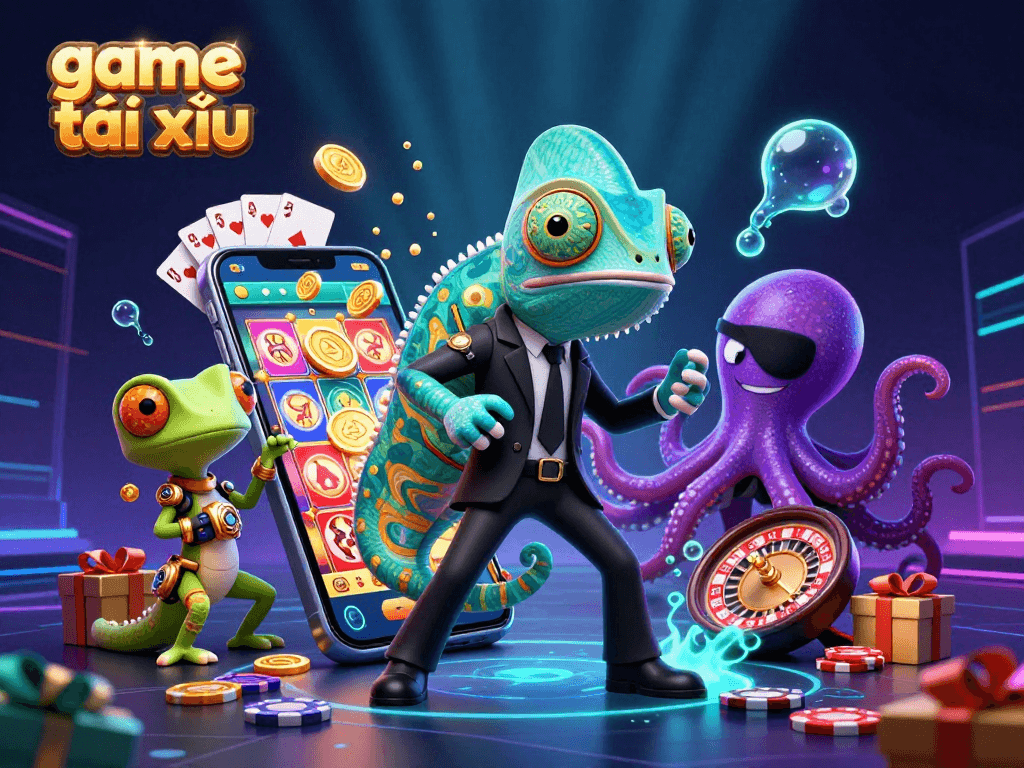 Experience thrilling game tài xỉu in a dynamic casino scene featuring colorful gaming elements.