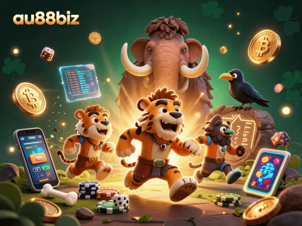Engage in gaming action at au88biz with a fun 3D prehistoric casino featuring unique characters.