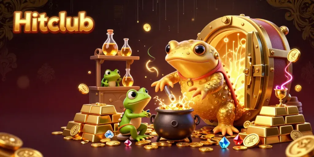 Experience the vibrant energy of Hitclub with golden riches and magical characters in a rich casino environment.