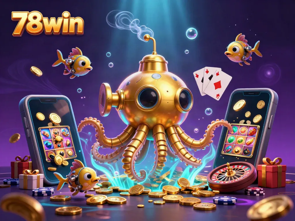 Experience thrilling gameplay with 78win and its vibrant slot features in a golden treasure scene.