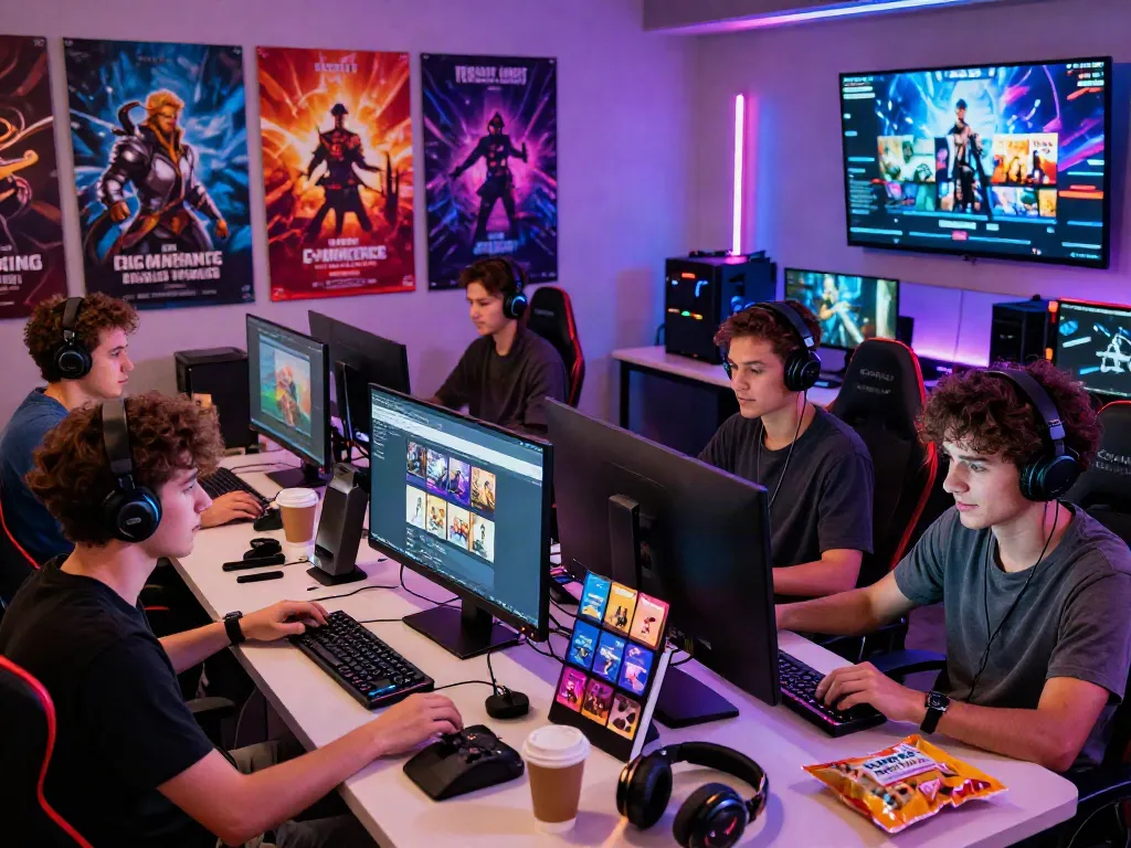 Gamers enjoying a vibrant digital shopping experience at warung168.