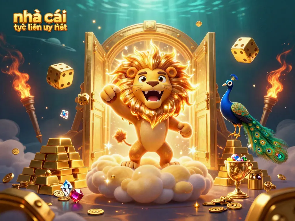 Experience the excitement at nhà cái trực tuyến uy tín with a roaring sun lion and golden treasures!