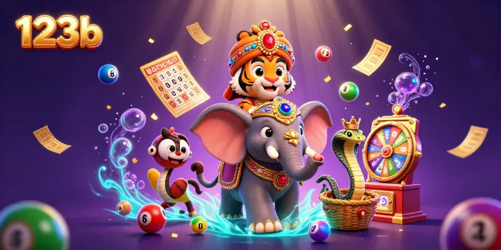 Experience the thrill of 123b with a vibrant casino scene featuring a majestic tiger and elephant.