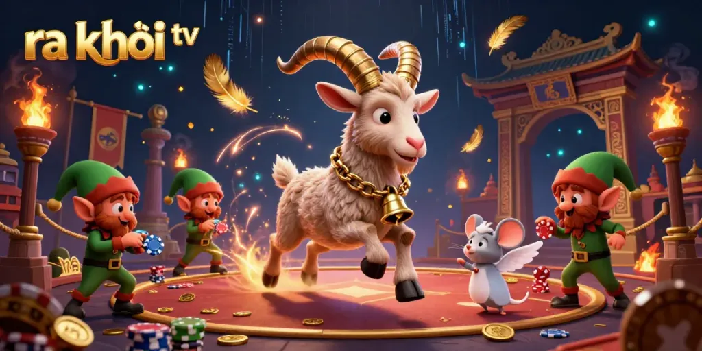 Watch ra khơi tv's vibrant scene of animated characters and playful elements in a lively casino setting.