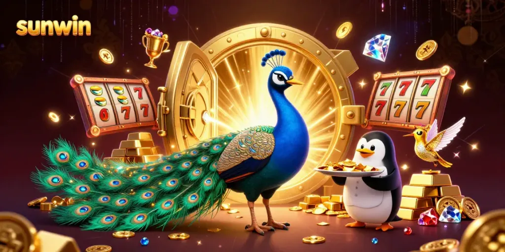 Engage in exciting gameplay at sunwin with a vibrant casino scene featuring lively characters and rich gaming elements.