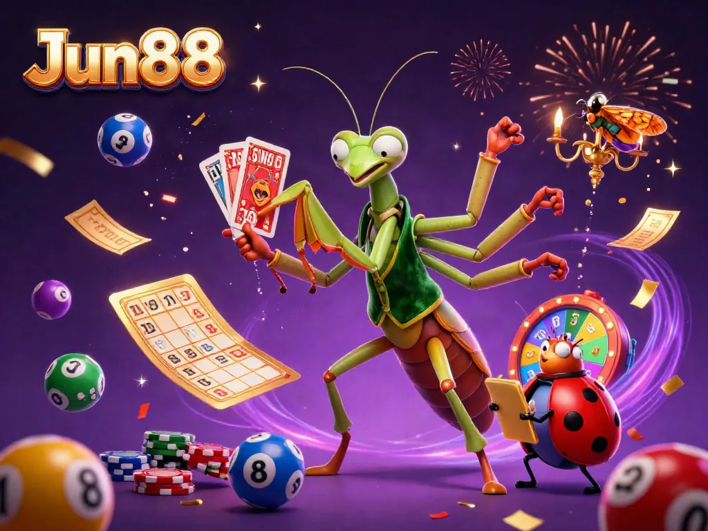 Experience exhilarating action at Jun88 with colorful characters and dynamic casino elements.