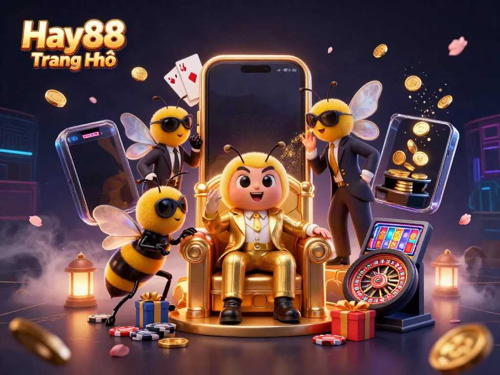 Experience the excitement of Hay88 Trang Chủ with a vibrant bumblebee mob boss in a dynamic online casino scene.
