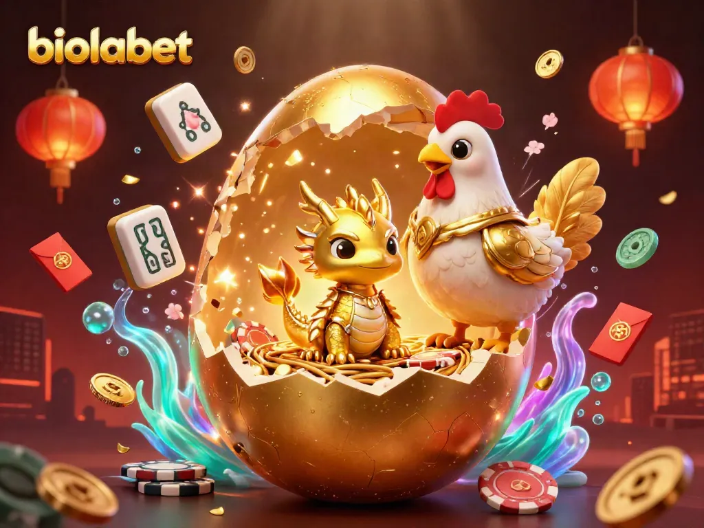 Engage in biolabet gaming with a golden dragon and poker chips in a vibrant casino scene.