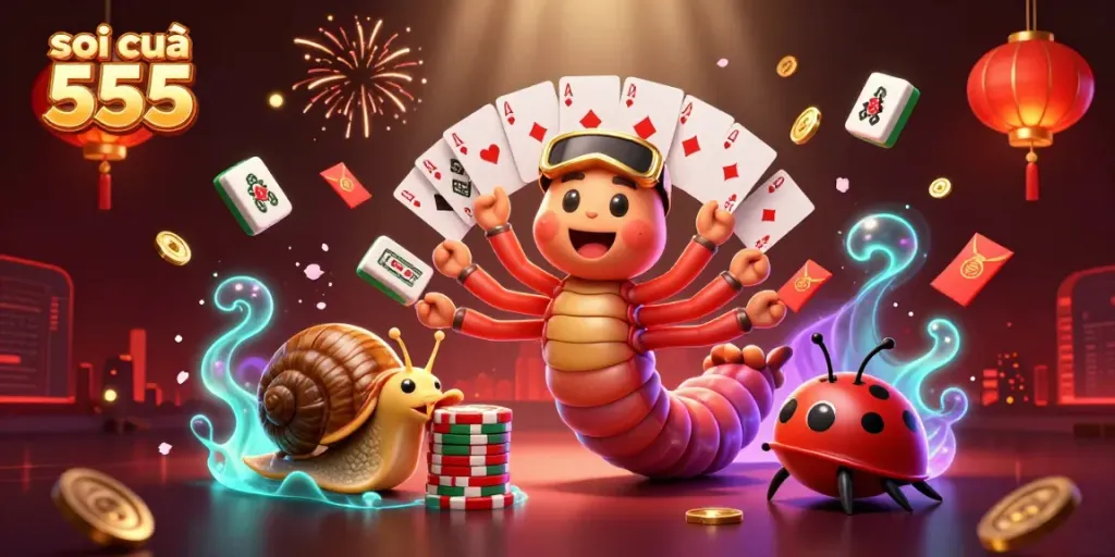 Experience exhilarating gameplay with the dynamic characters of soi cầu 555 in a vibrant casino scene filled with winning elements.