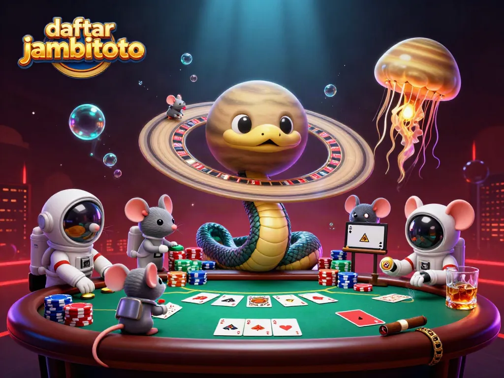 Engage with daftar jambitoto as tiny mice bet on a Saturn roulette wheel in a cosmic casino.