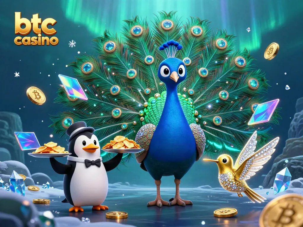 Engage in thrilling btc casino action with vibrant characters and dynamic blockchain elements.