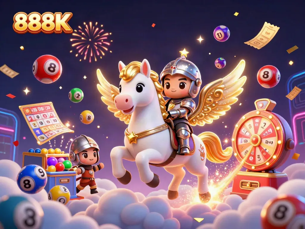 Engage in thrilling play at 888K, with dynamic lottery elements and vibrant casino visuals.