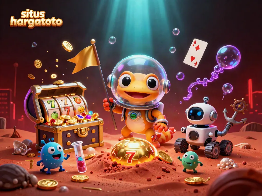 Experience the excitement of situs hargatoto with a vibrant Martian casino scene.