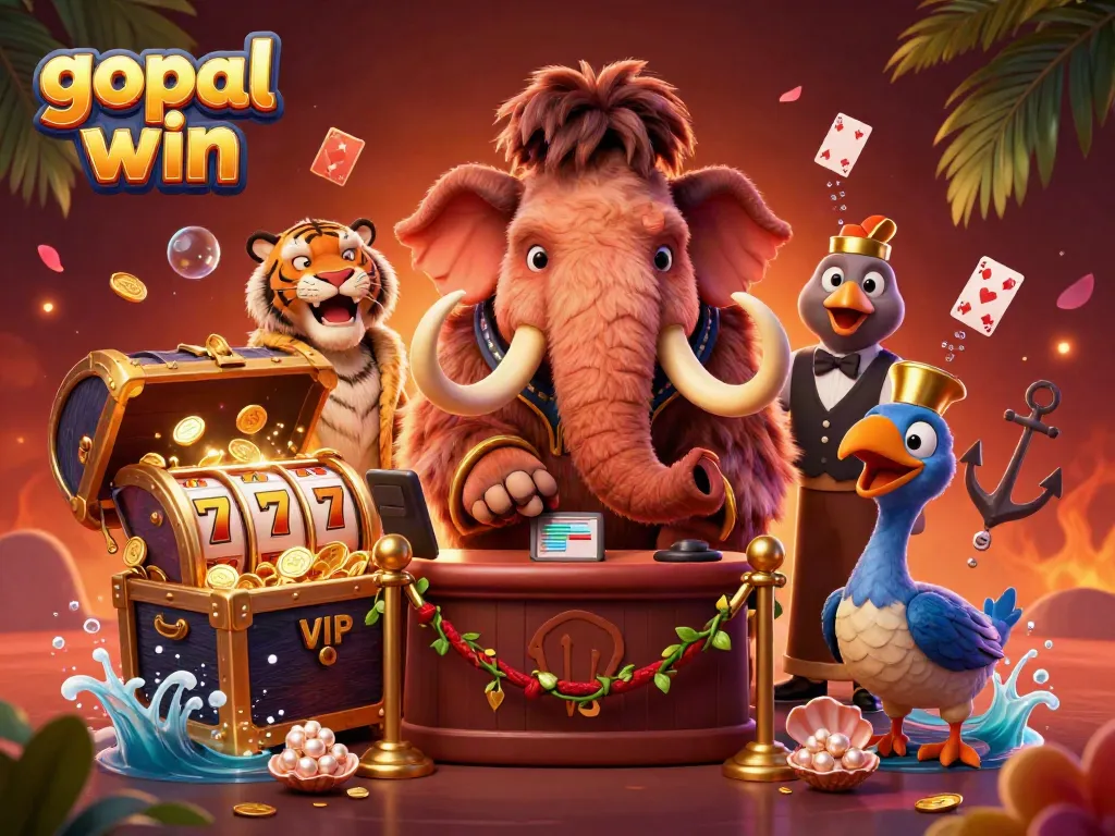 Experience gopal win with a lavish casino scene featuring 3D cartoon characters and dynamic gaming elements.