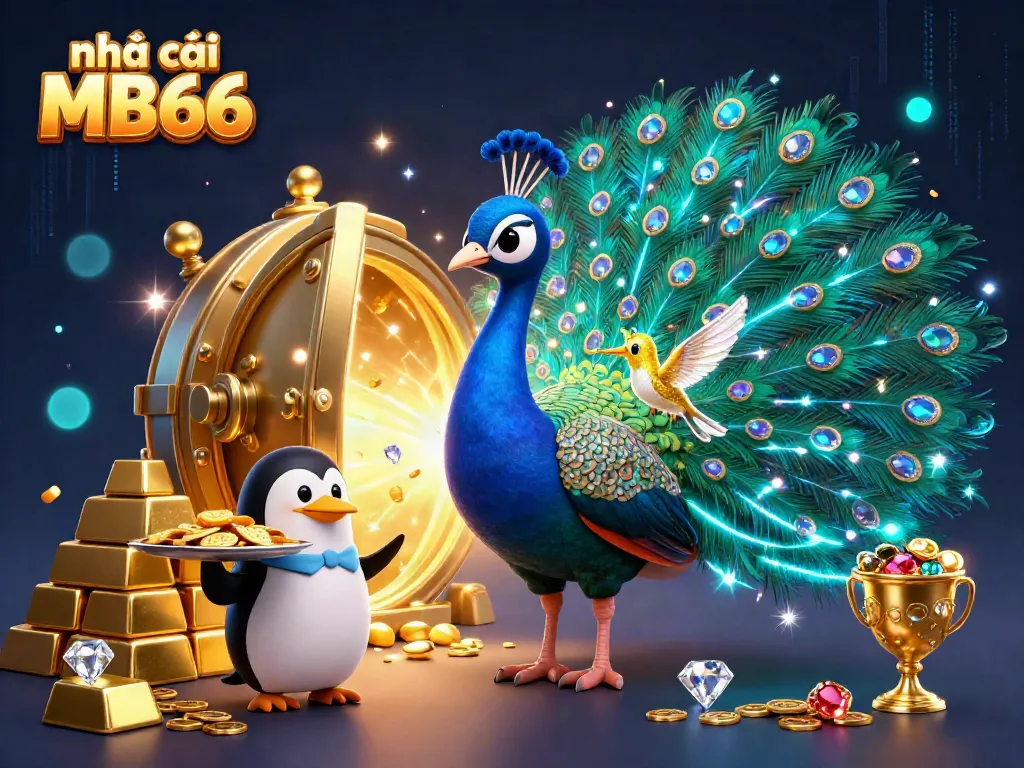 Engage in thrilling gameplay at nhà cái MB66 with a vibrant 3D casino illustration featuring exotic characters and rich treasures.