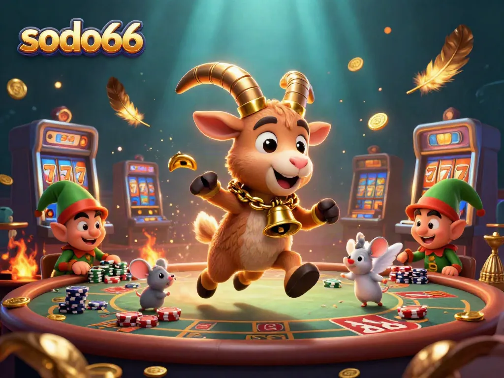Engage in thrilling games with SODO66's festive casino, as Krampus battles chaos with a tiny angel mouse.