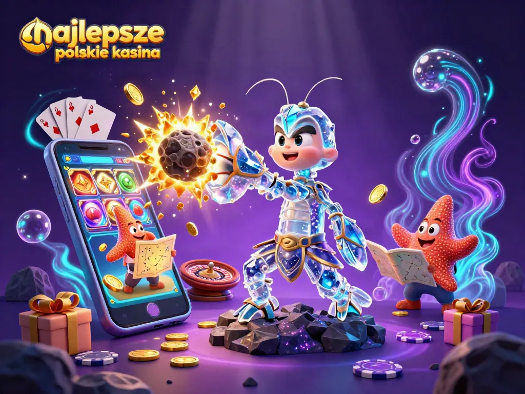 Engage in thrilling gaming at najlepsze polskie kasyna, featuring vibrant 3D characters and casino elements.