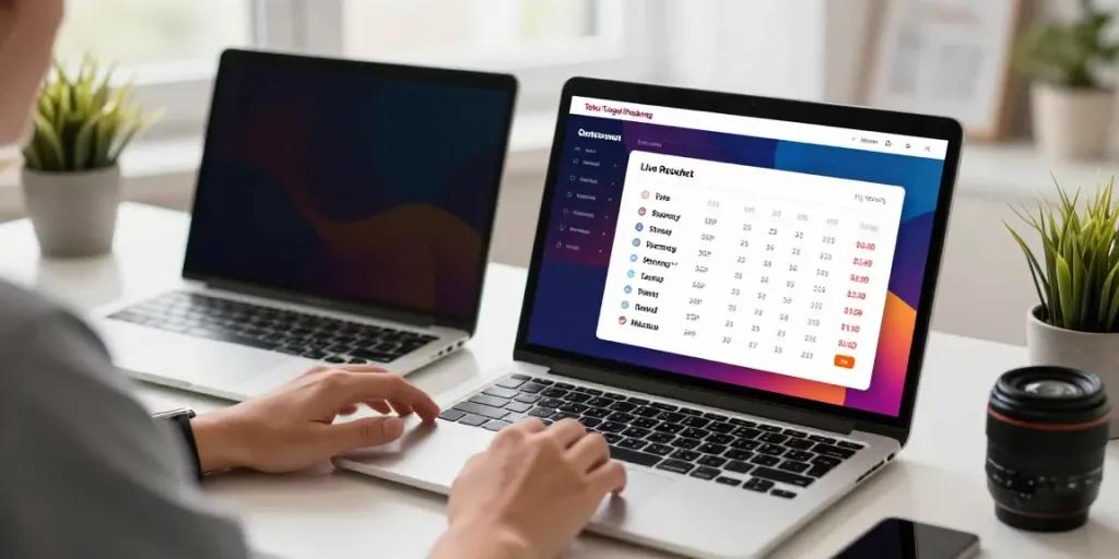 Online lottery interface on laptop showcasing seributoto results and user engagement.