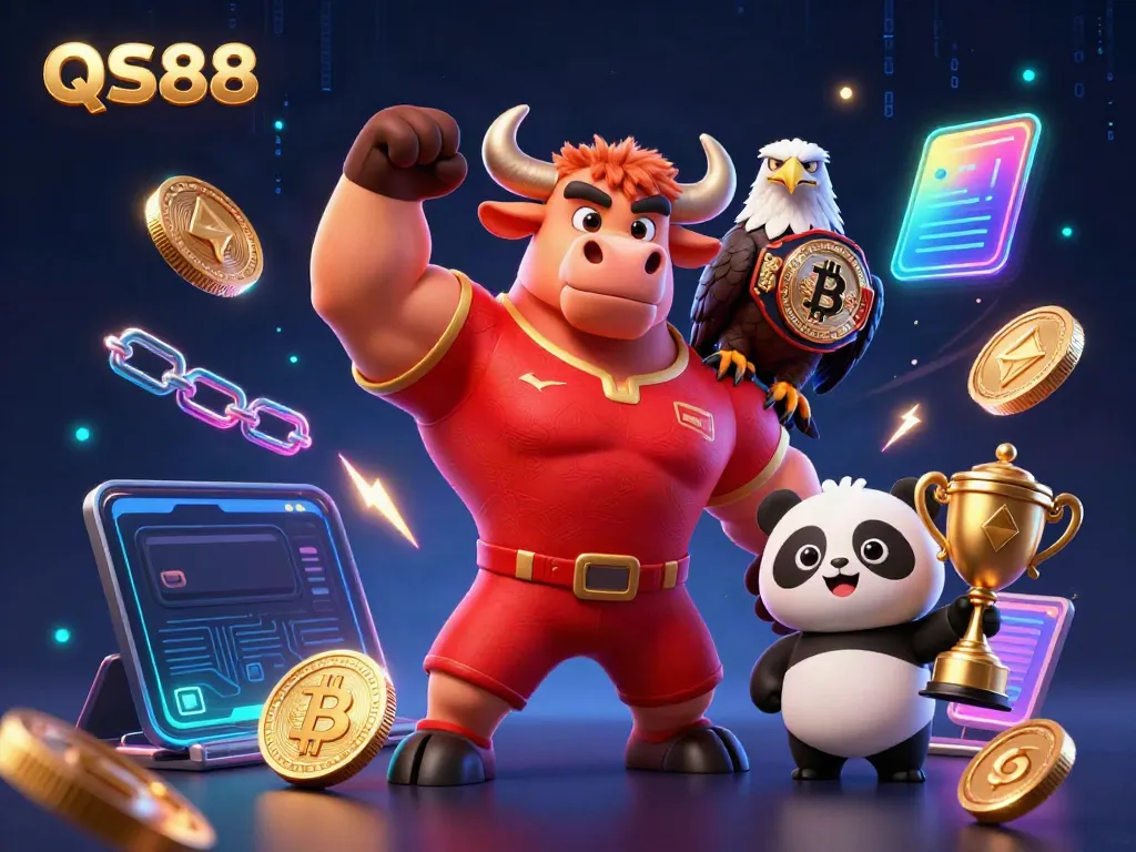 Experience thrilling victories with QS88 in this vivid 3D casino illustration.