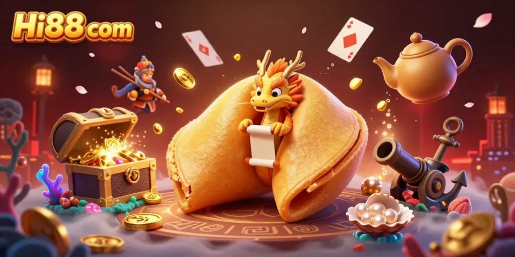 Win big with Hi88 com in this vibrant casino-themed illustration of fortune and fun.