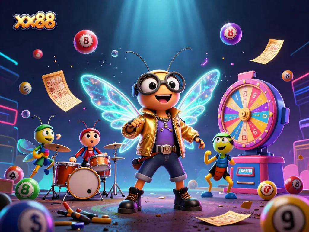 Engage with exciting games at xx88 with a vibrant 3D casino illustration showcasing fun elements.