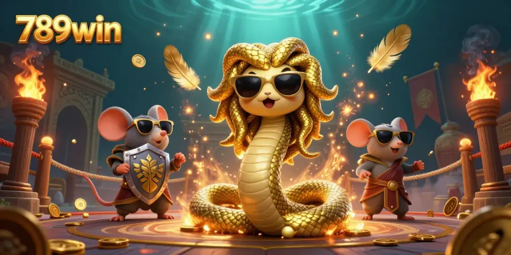 Experience exciting gameplay with 789win featuring vibrant 3D characters and casino elements in a rich illustration.