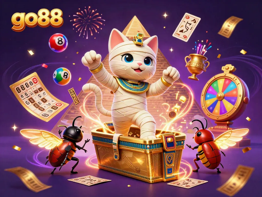 Experience the magical gaming world of go88 with dynamic characters and vibrant gambling elements.
