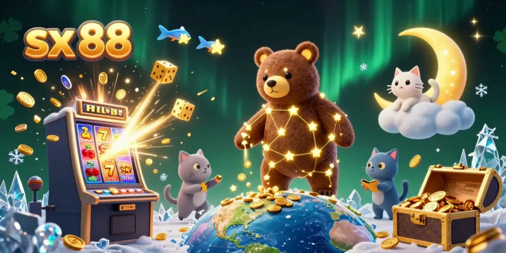 Experience the thrill of sx 88 slots with golden stars, jackpot action, and vibrant casino elements.
