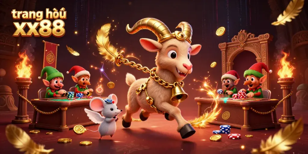 Experience thrilling gameplay at trang chủ xx88 with Krampus and festive characters in a vibrant casino scene.