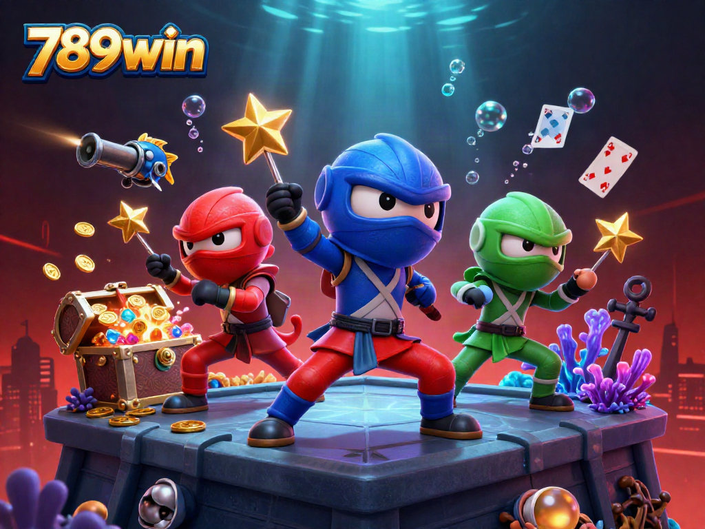 Engage with thrilling 789win action as ninja chameleons unleash their prowess amidst falling treasure.