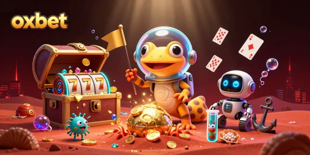 Experience exhilarating gameplay at oxbet with a 3D Martian gecko discovering a golden casino!
