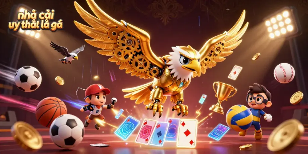 Experience the excitement of nhà cái uy tín là gì with a dazzling illustration showcasing dynamic sports elements and vibrant energy.