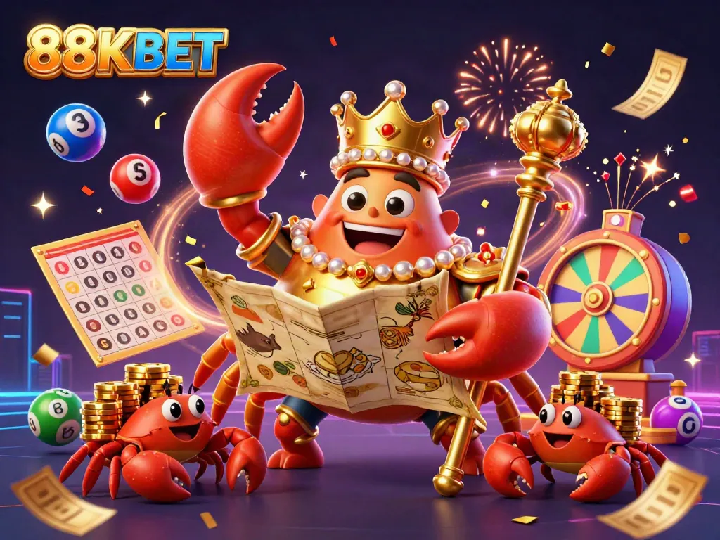 Experience the thrill of gambling at 88KBET with a vibrant 3D casino illustration showcasing exciting gaming elements.