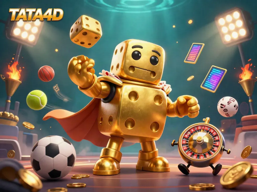 Experience the excitement of TATA4D Live Casino with vibrant gaming elements and dynamic characters.