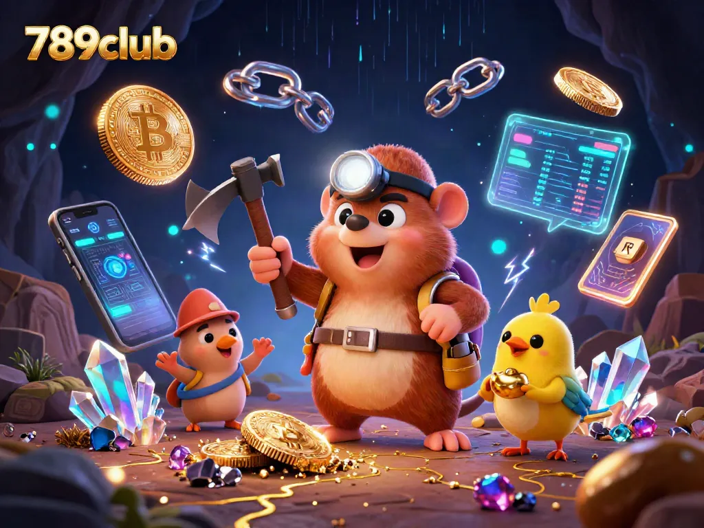 Join the adventure with 789club by exploring vibrant gaming treasures in a dynamic scene.