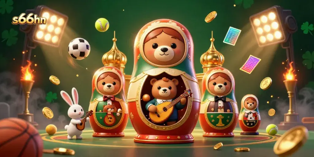Experience winning moments with s666hn in this vibrant casino-themed illustration.