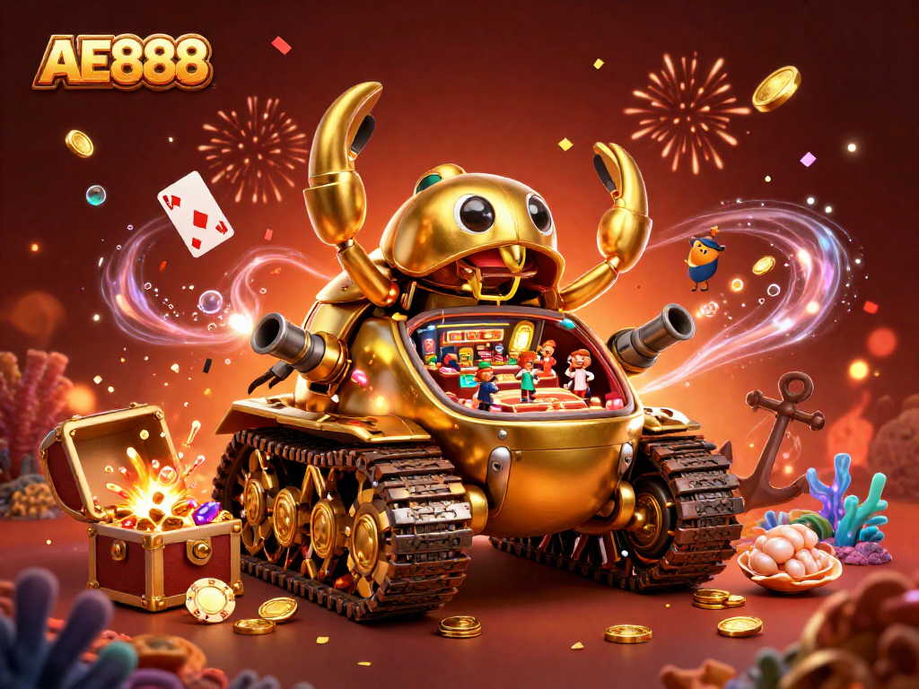 Experience the thrill of AE888's vibrant casino world with golden treasures and underwater adventure.