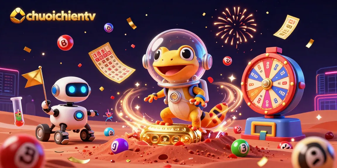 Experience thrilling gambling action with chuoichientv and vibrant casino elements in a dynamic Martian scene.