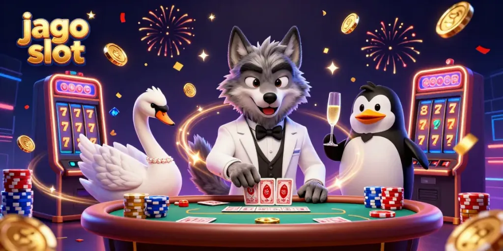 Menggokoh jago slot dengan karakter unik di kasino modern dan elemen slot berkilauan.