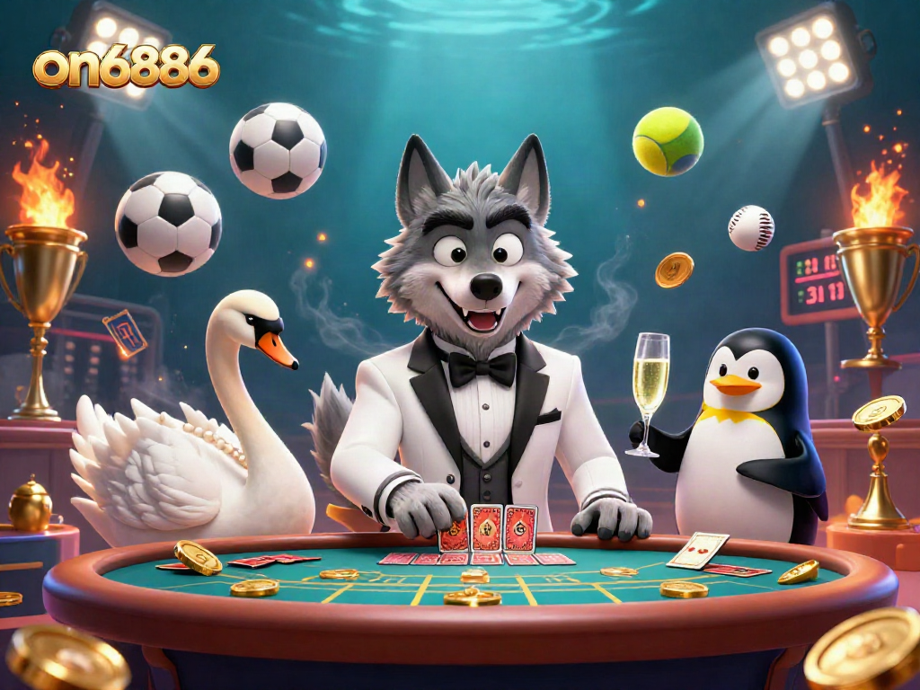Join the action at on6886 with a classy wolf, elegant swan, and penguin presenting thrilling games.