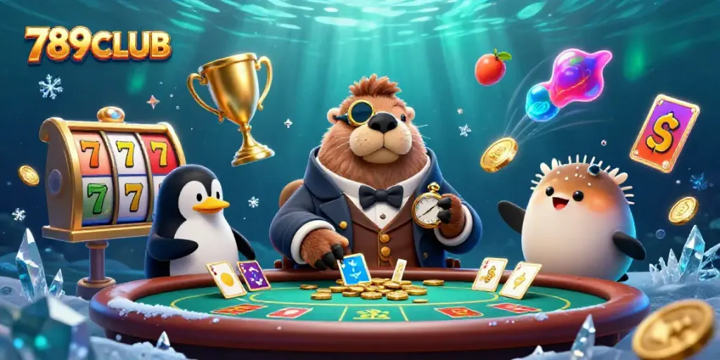 Experience thrilling gameplay at 789CLUB with this vibrant underwater casino scene featuring unique characters.