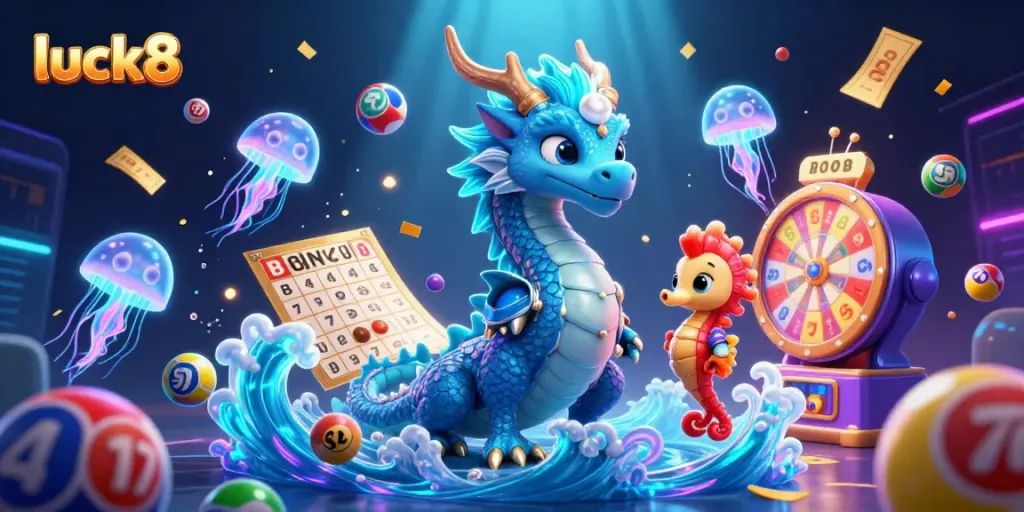 Engage with the luck8 online lottery scene featuring vibrant characters and dynamic game elements.