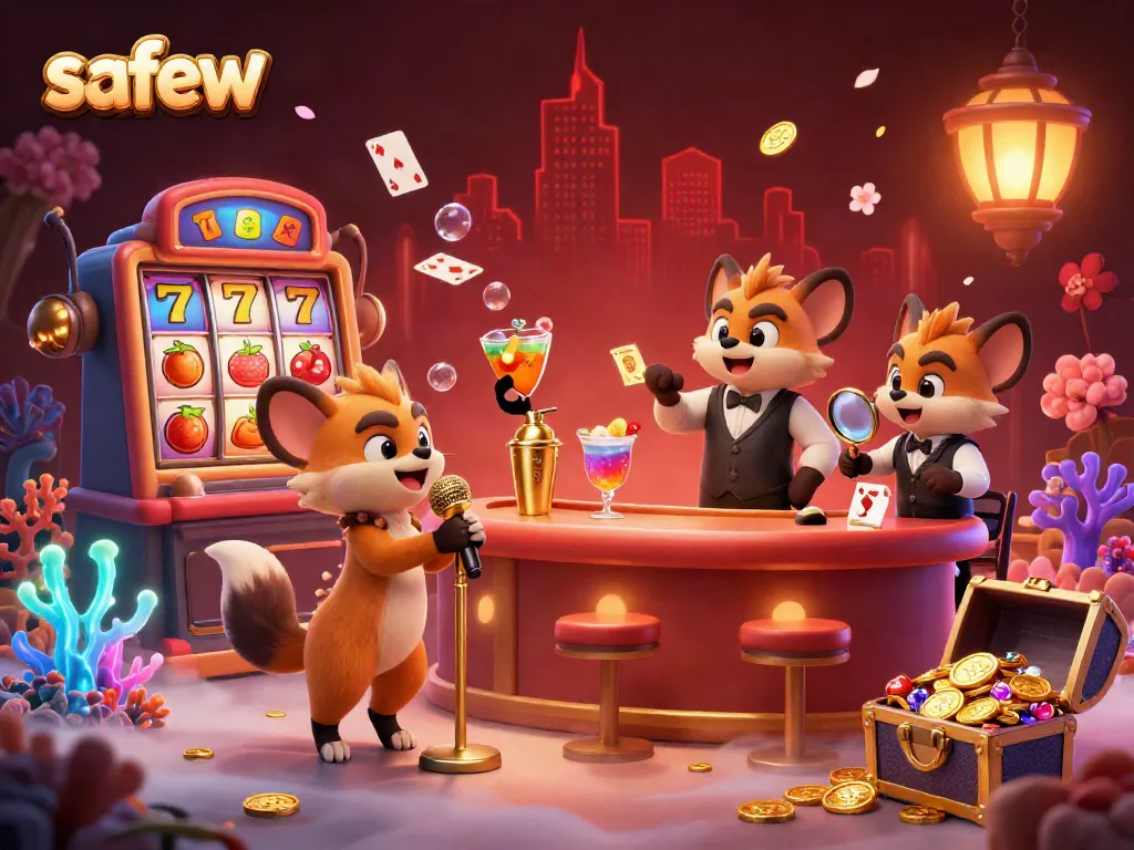 Engage with safew’s vibrant casino scene featuring hyena comedians, bartenders, and bouncers, embodied in dynamic action.