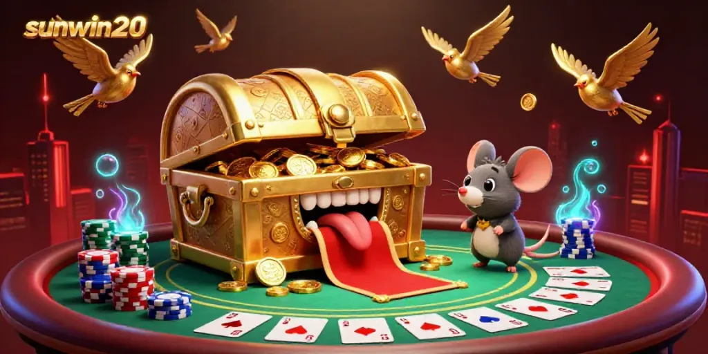 Engage with rich poker action and treasure-themed excitement in sunwin20's immersive digital casino.
