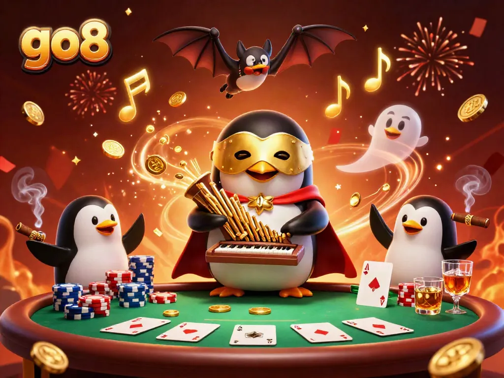 Experience the excitement of go8 with a dynamic 3D casino scene featuring unique gaming elements and lively characters.