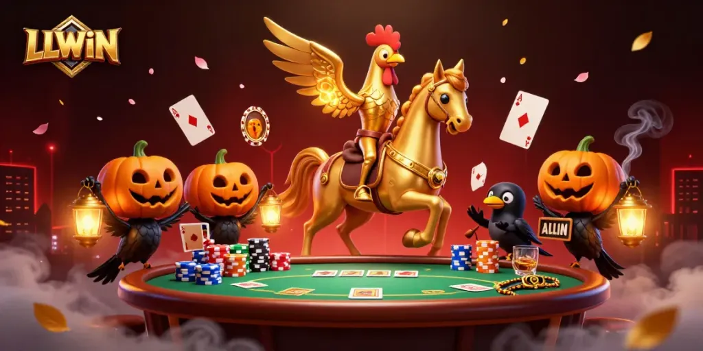 Experience the excitement at LLWIN with vibrant 3D characters in a bustling casino scene.
