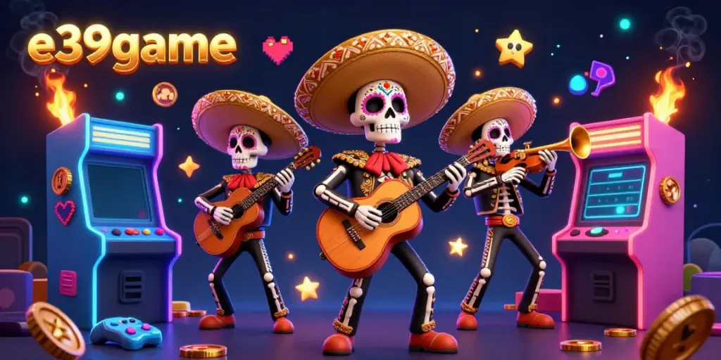 Experience the thrill of e39game with a vibrant mariachi band and exciting gaming elements.