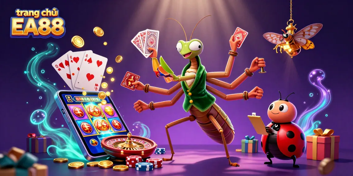 Experience the thrills of trang chủ EA88 with a vibrant 3D casino scene featuring dazzling characters.