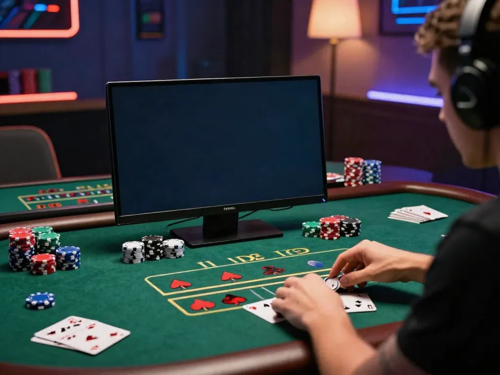 Engaged user playing DA88 live dealer casino game in a modern setting.